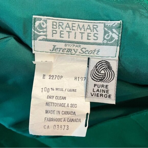 Vintage Braemar by Jeremy Scott Green Wool Blazer  Skirt Co-Ord Set - Picture 9 of 14